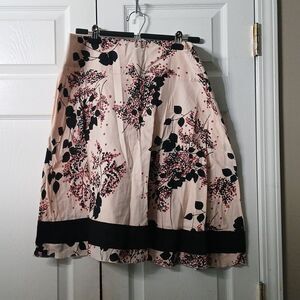 Apostrophe pink black A line floral print skirt Sz L